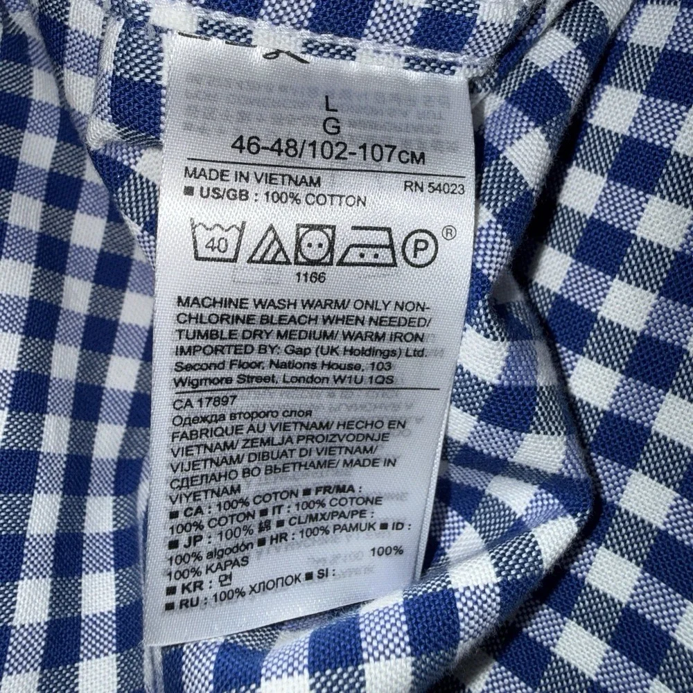 Men's Banana Republic Grant Fit Long Sleeve Button Up Shirt Blue/White Size L